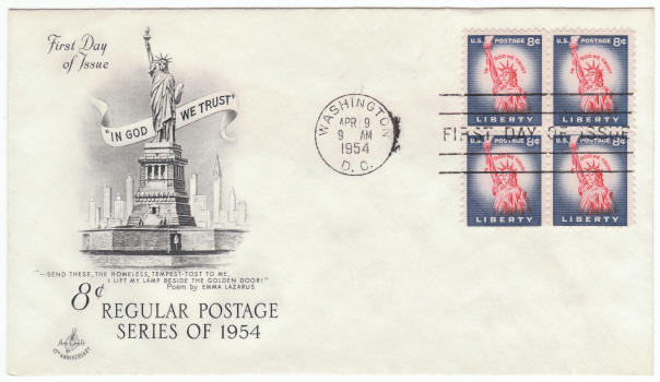 Scott #1041 Statue Of Liberty Regular Postage Series Block of 4 First Day Cover