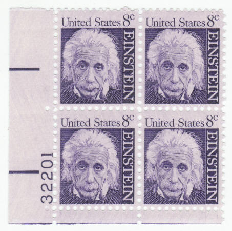 1966 Albert Einstein Plate Block