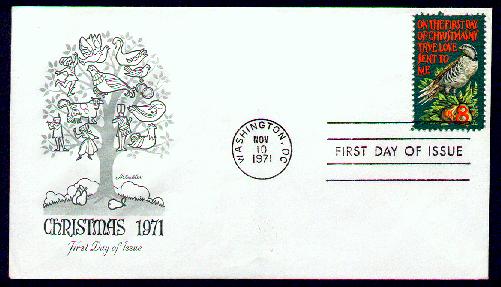 Scott #1445 12 Days of Christmas 1971 First Day Cover