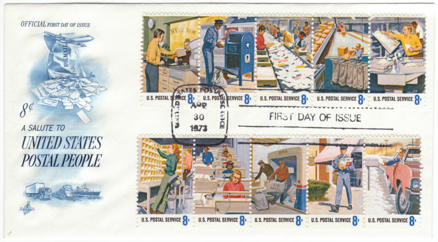 Scott #1489 1498 United States Postal People First Day Cover