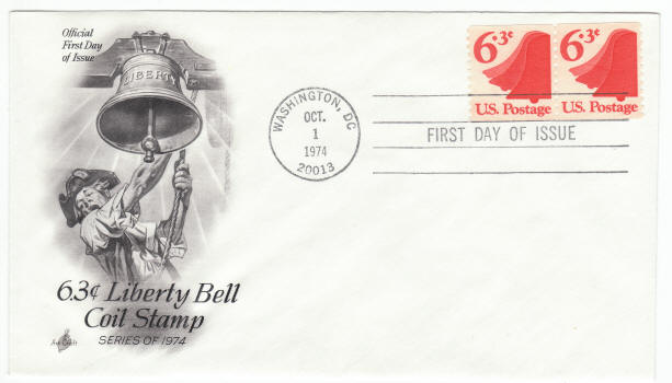 Scott #1518 Liberty Bell Coil Pair First Day Cover