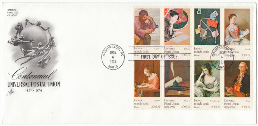Scott #1530 1537 Universal Postal Union Centennial First Day Cover