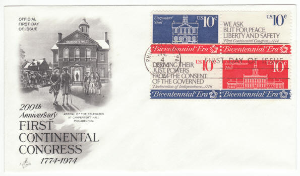 Scott #1543 1546 200th Anniversary First Continental Congress First Day Cover