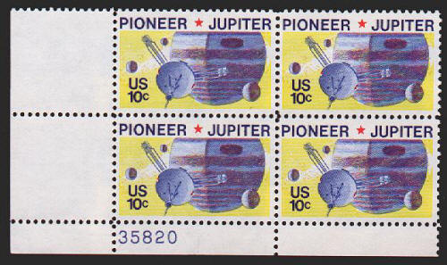 Scott #1556 Pioneer Jupiter Mission Plate Block