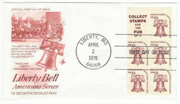 Scott #1595d Liberty Bell Moved Booklet Pane First Day Cover