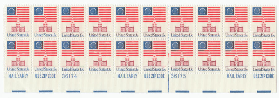 Scott #1622 US Flag Over Independence Hall Plate Block