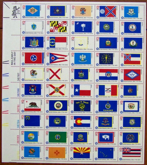 Scott #1633-1682 American Bicentennial State Flags Sheet of 50