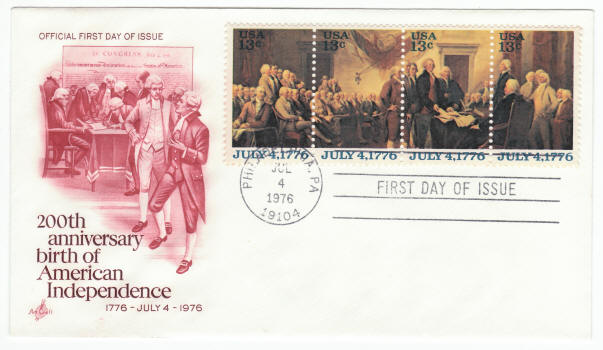 Scott 1691 1694 200th Anniversary Birth of American Independence First Day Cover