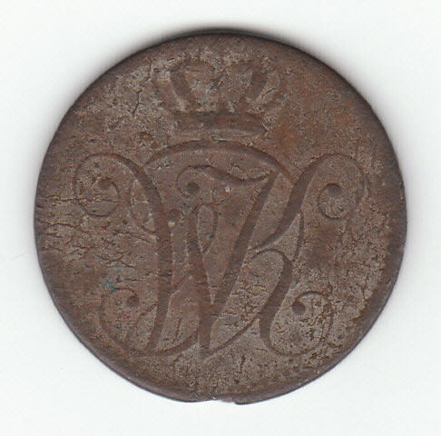 1819 German States Hessen Kassel 4 Heller Coin Obverse