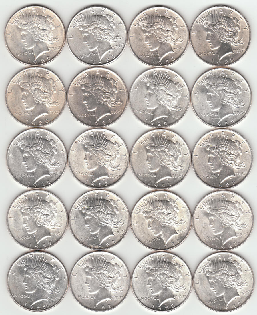 1922 United States Silver Peace Dollars obverse