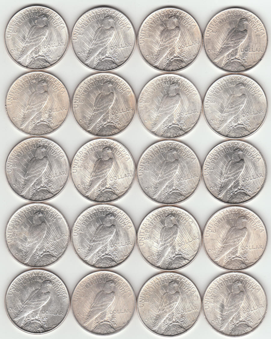 1922 United States Silver Peace Dollars reverse