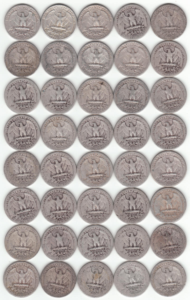 1930s United States Silver Washington Quarters reverse