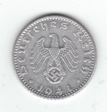 1941-A German 50 Reichspfennig Coin Obverse