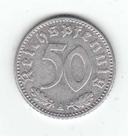 1941-A German 50 Reichspfennig Coin Reverse
