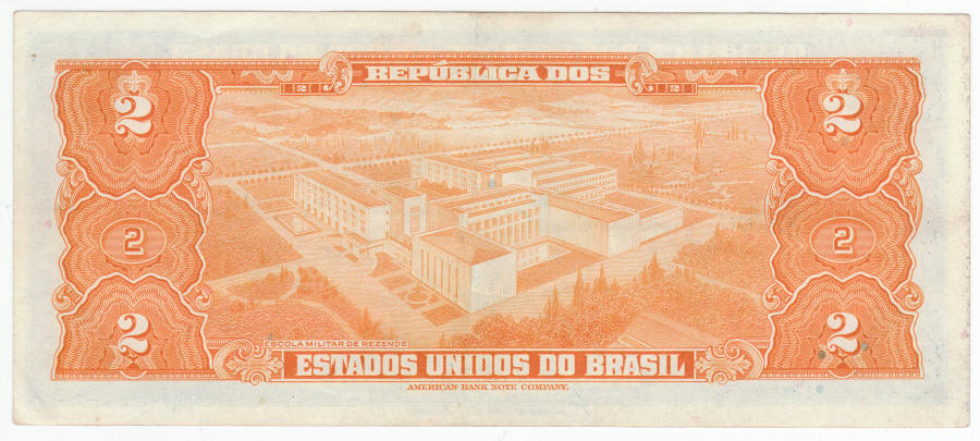 1943-44 Brazilian 2 Cruzeiros Note back