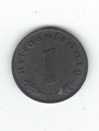 1943-F German 1 Reichspfennig Coin Reverse