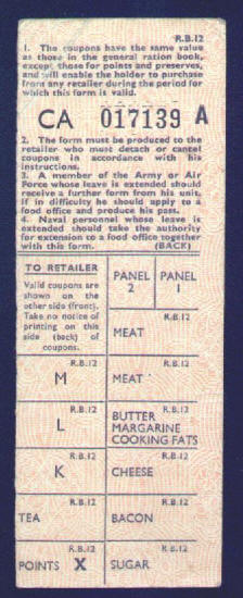 Ministry Of Food 1943 Ration Ticket back
