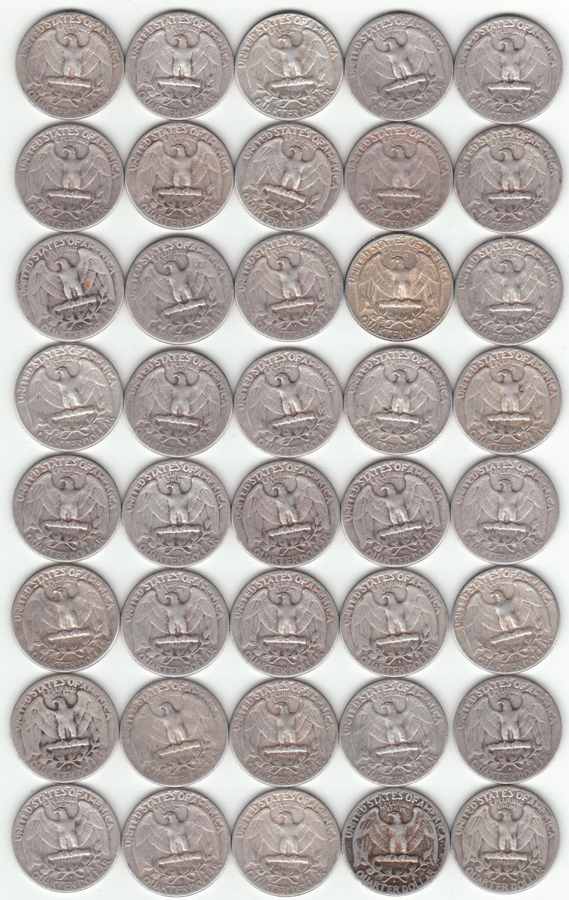 1950 1951 United States Silver Washington Quarters reverse