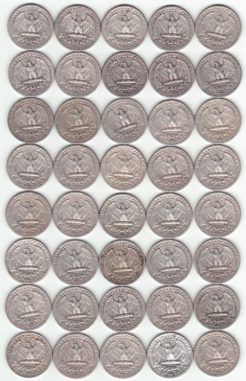 1953 1954 1955 United States Silver Washington Quarters reverse