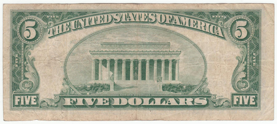 1953 Series A US Lincoln Five Dollar Silver Certificate