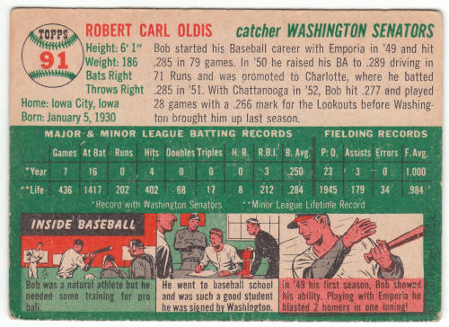 1954 Topps Baseball #91 Bob Oldis