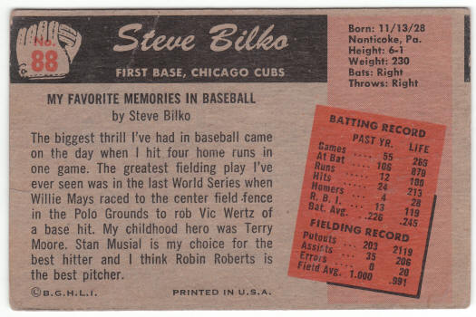 1955 Bowman Baseball #88 Steve Bilko