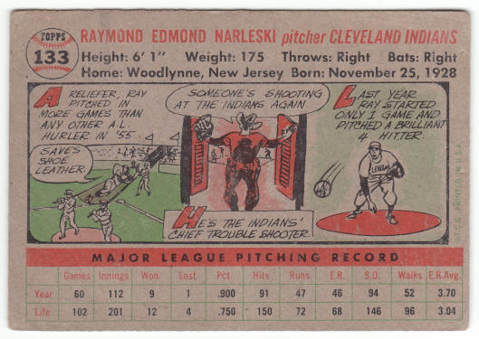 1956 Topps Baseball #133 Ray Narleski