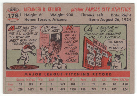 1956 Topps Baseball #176 Alex Kellner