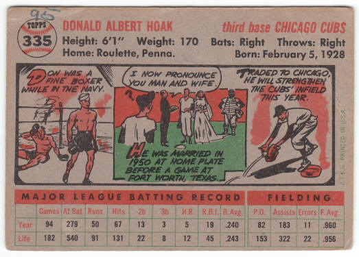 1956 Topps Baseball #335 Don Hoak