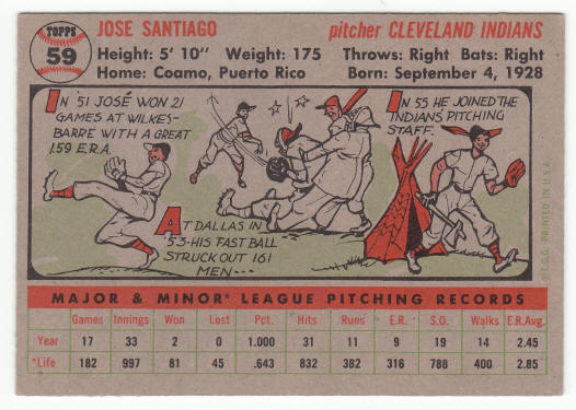 1956 Topps #59 Jose Santiago Rookie Card
