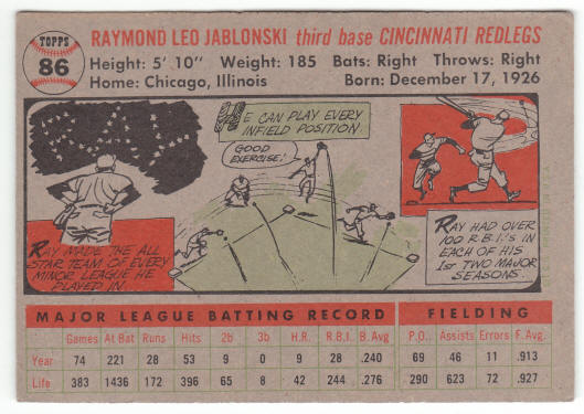 1956 Topps Baseball #86 Ray Jablonski