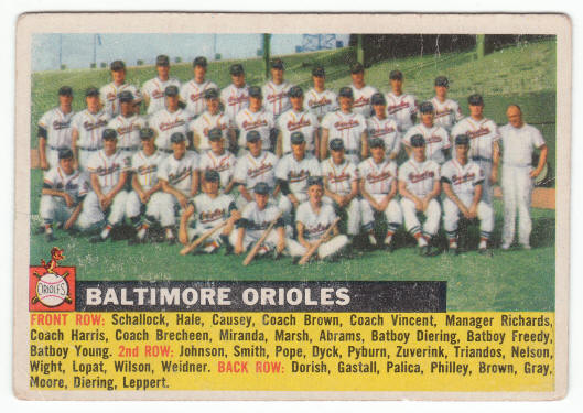 1956 Topps Baltimore Orioles Team Card #100C