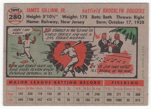 1956 Topps Jim Gilliam #280