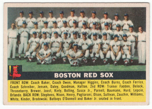 1956 Topps Boston Red Sox Team Card #111