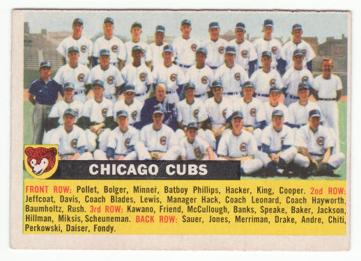 1956 Topps #11 Chicago Cubs Team Card front