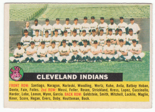 1956 Topps Cleveland Indians Team Card #85A