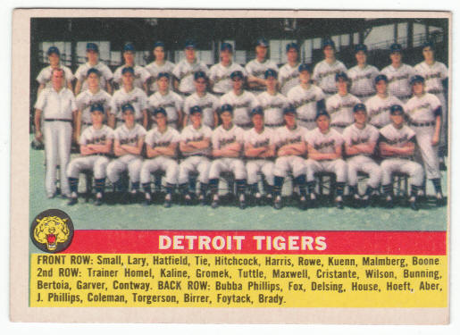 1956 Topps Detroit Tigers Team Card #213