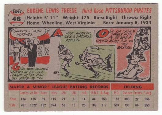 1956 Topps Gene Freese #46 back
