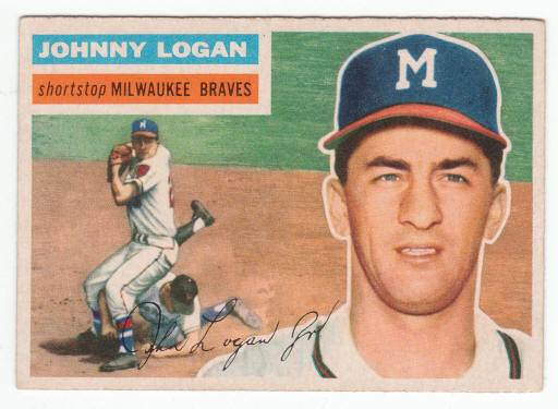 1956 Topps #136 Johnny Logan front