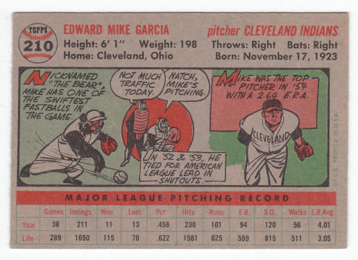 1956 Topps Mike Garcia #210 back
