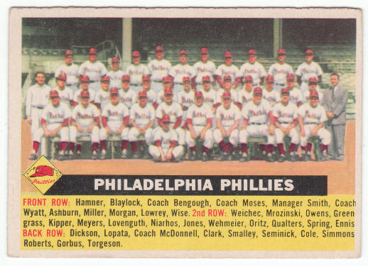 1956 Topps Philadelphia Phillies Team Card #72A