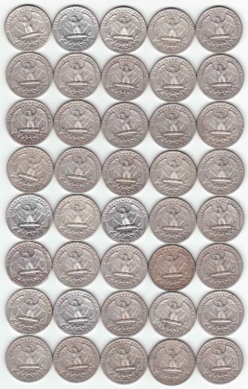 1958 1959 United States Silver Washington Quarters reverse
