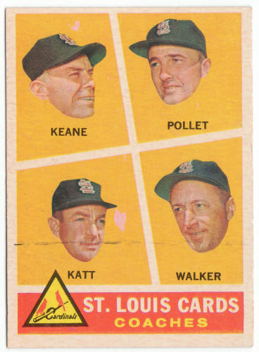 1960 Topps Baseball #468 St. Louis Cardinals Coaches