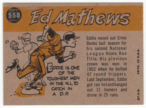 1960 Topps Eddie Mathews AS #558