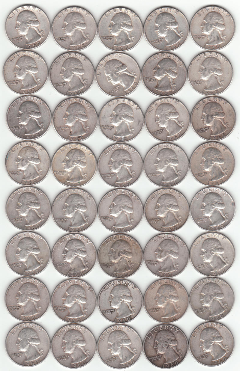 1960 United States Silver Washington Quarters obverse