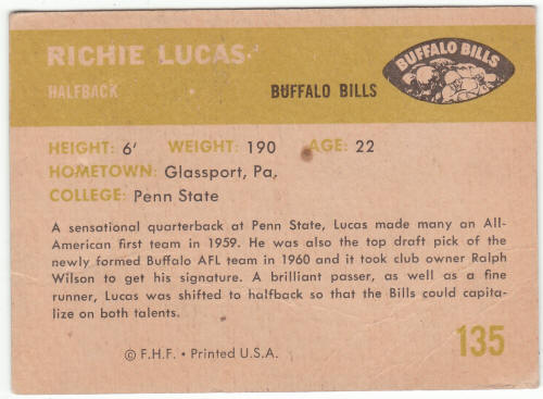1961 Fleer Football #135 Richie Lucas