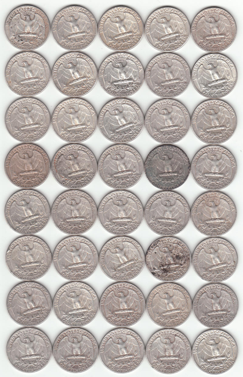 1961 United States Silver Washington Quarters reverse