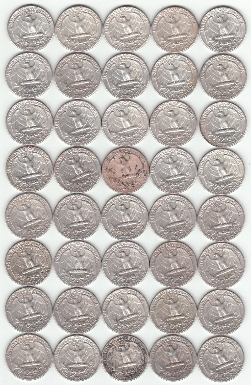 1962 1963 United States Silver Washington Quarters reverse