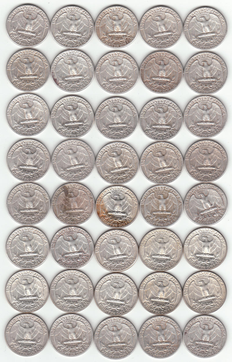 1962 1963 1964 United States Silver Washington Quarters reverse