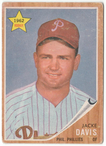 1962 Topps Baseball #521 Jacke Davis UER Rookie Card